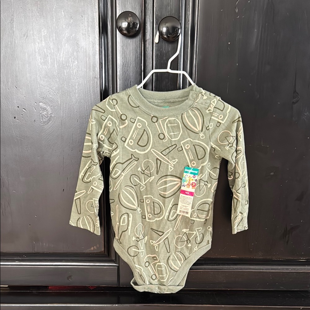 Garanimals Olive Patterned Kids Bodysuit